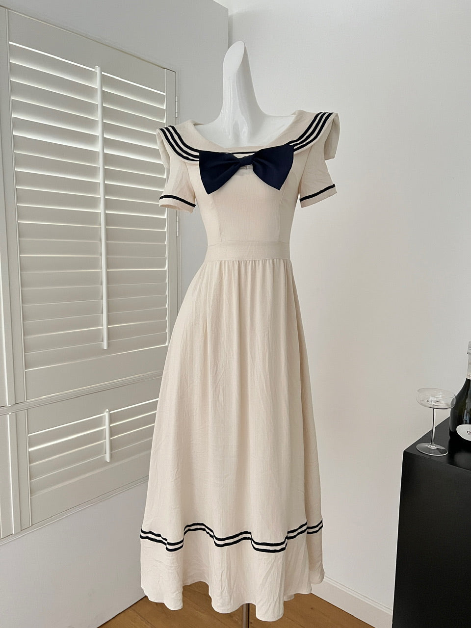 Haiyan Sweetheart College Style French Color-blocking Splicing Dress New R2172