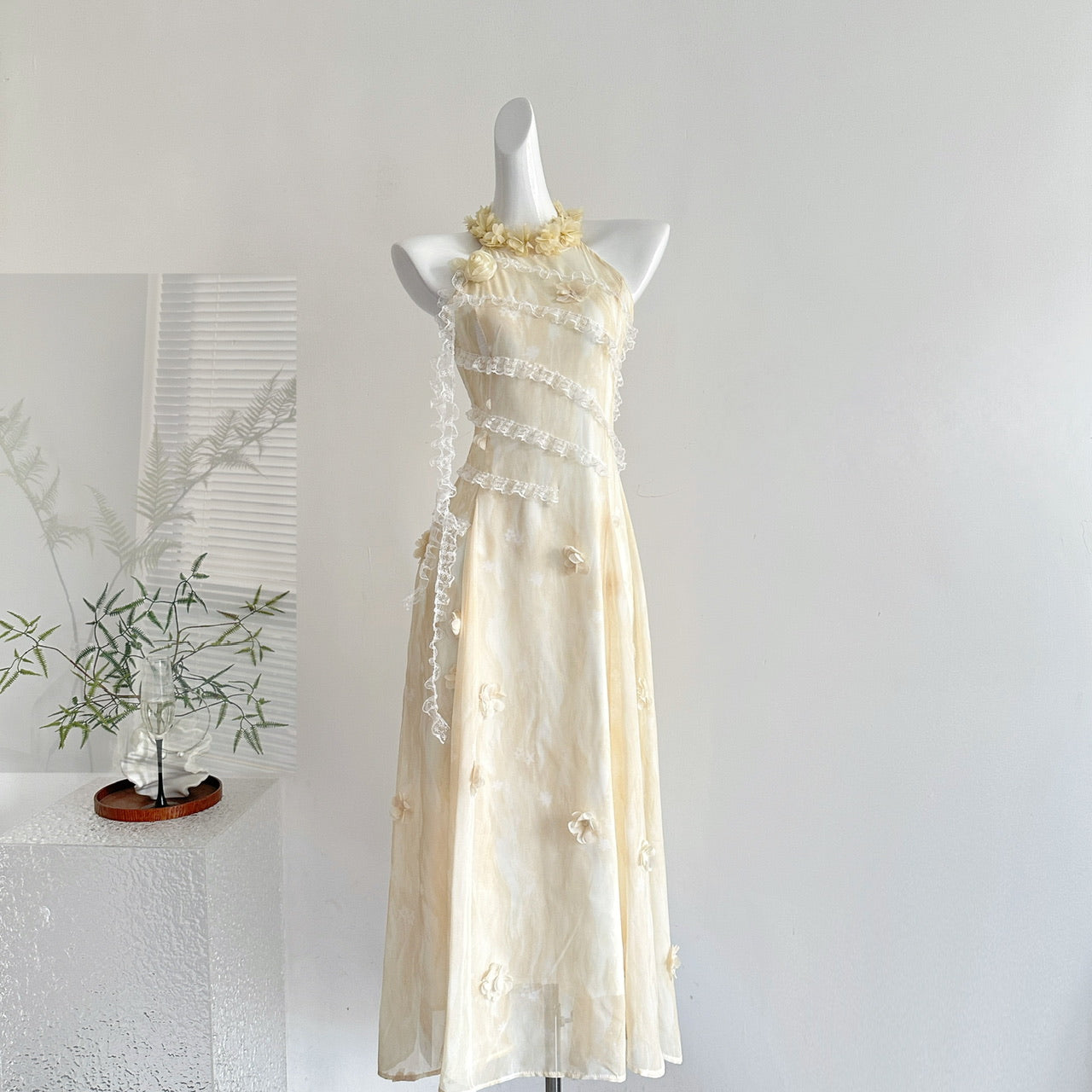 Purple long halter neck dress French retro summer slim fit temperament dress R2175