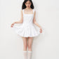 White satin retro princess dress bow waist A-line puffy skirt R5205