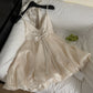 Halter neck dress 2025 summer backless bow princess dress pure desire flower bud dress R2179