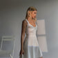 White embroidered double-layer suspender skirt French retro summer dress waist slimming skirt R3080