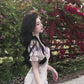 Purple V-neck floral one-shoulder dress gentle temperament waist A-line long skirt R0776