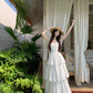Beautiful little skirt lace splicing cake sling long dress R0778