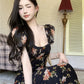 Temperament high-end retro floral dress super beautiful long skirt R0646