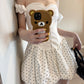 French white polka dot strapless dress for summer vacation, waist cinching flower bud fluffy short skirt, homecoming dress R3000