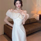 French style one shoulder dress slit gentle style banquet bridesmaid dress long skirt R1429