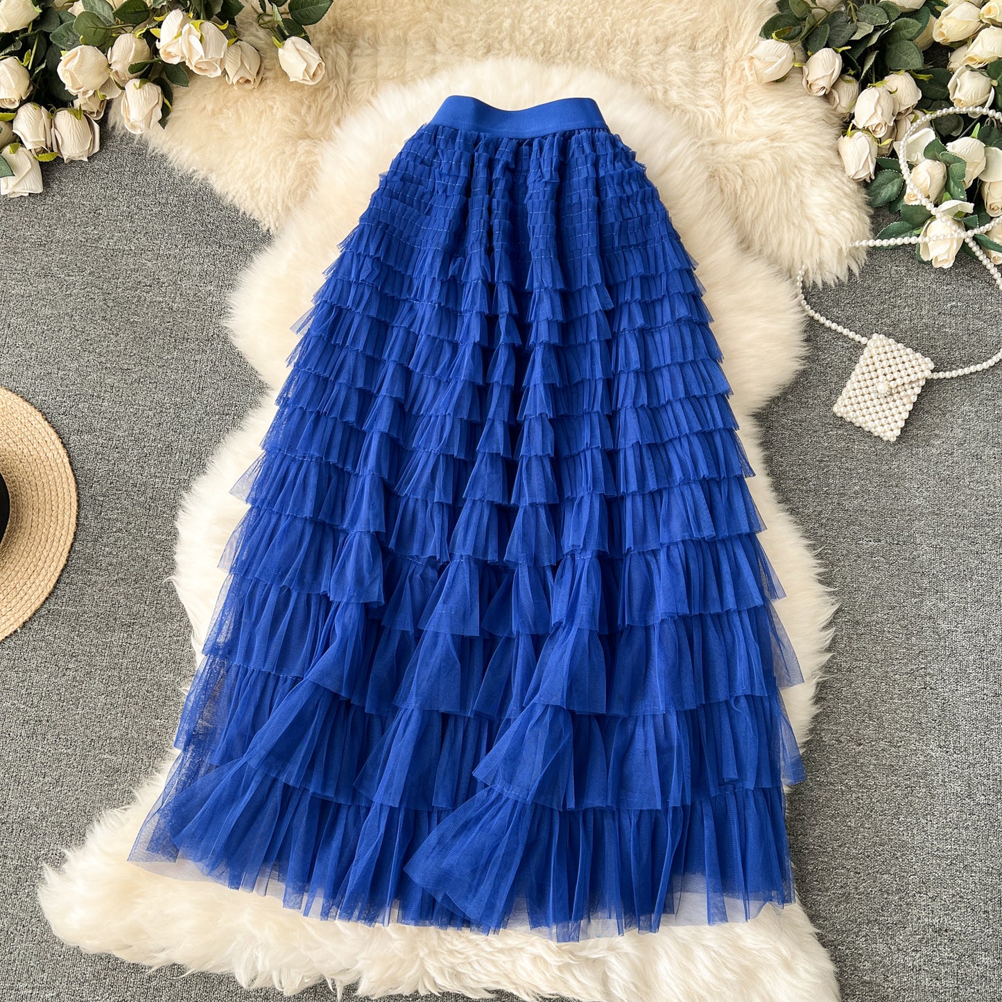 Fairy skirt high-grade mesh skirt 2025 new elastic waist slim cake skirt super fairy skirt R2201