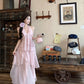 Beach Vacation Pink Chiffon Halter Neck Vest Skirt Two-piece Set R0508