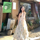 Sleeveless vest floral dress beautiful holiday style loose temperament long dress R0753