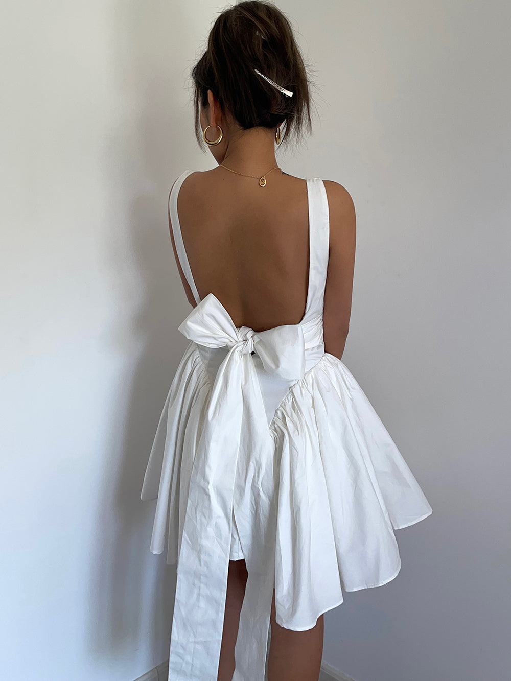 French romantic butterfly backless dress for women new square neck waist tie skirt R3039