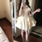 A-line dress with a sense of gold and a shoulder, satin waist, puffy dress, summer homecoming dress R3016