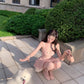Sweet temperament square collar pink dress female summer new style puffy princess dress homecoming dress R3014