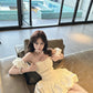French white puff sleeve one-shoulder bandeau dress women's summer beautiful dress short skirt homecoming dress R3004