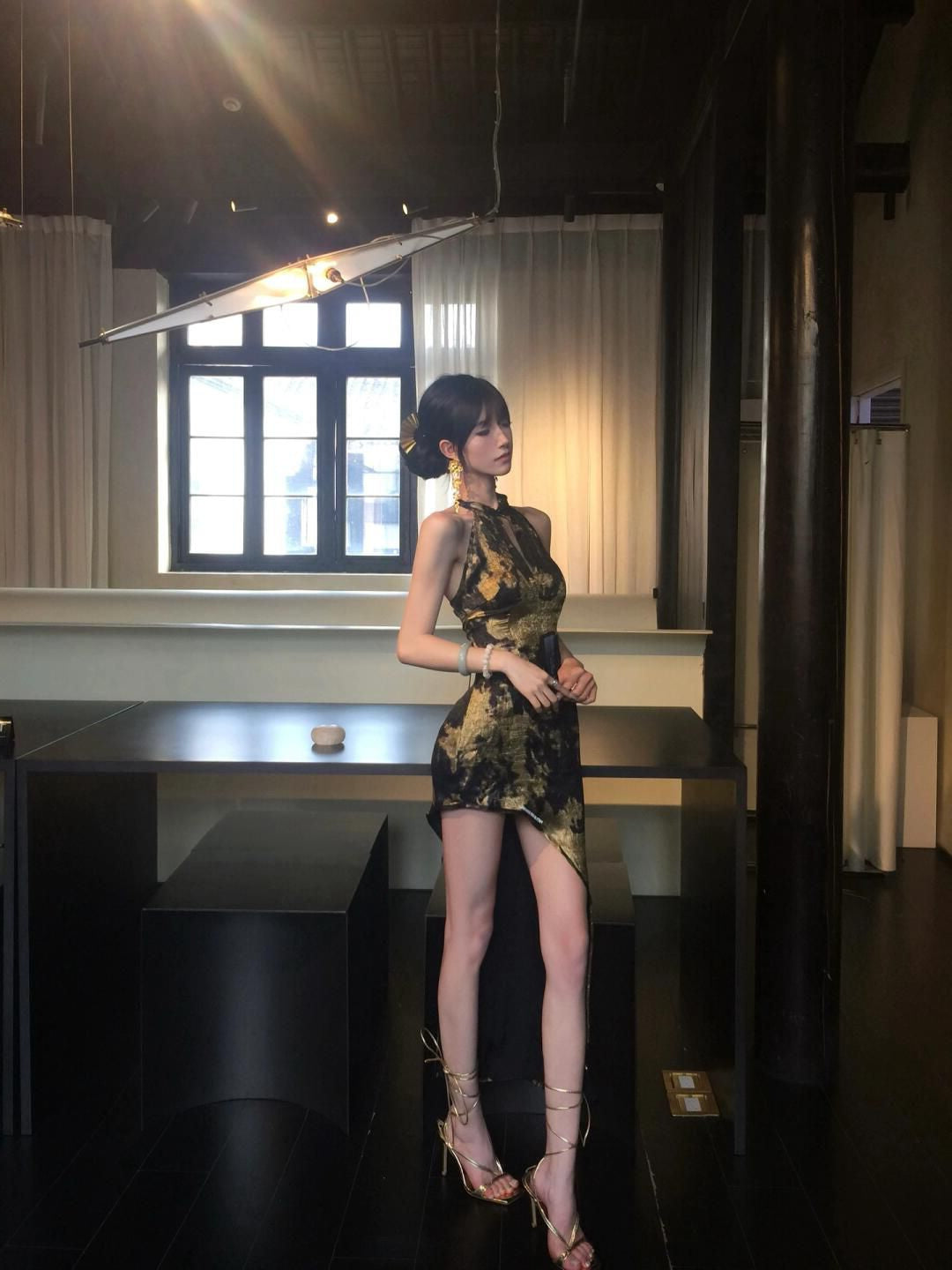 Retro slit new Chinese dress women's summer new cheongsam hip skirt waist skirt homecoming dress R3017