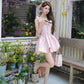 Pink French suspender dress for women summer waist temperament sweet dress homecoming dress R3019