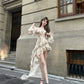 French pure desire style ruffle irregular dress female temperament high-end sexy homecoming dress R3007