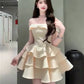 Princess Tutu Summer French Thousand Gold Bow One Shoulder Light Luxury Dress Homecoming Dress R3022