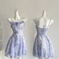 Purple floral suspender skirt cardigan suit 2025 new atmosphere two-piece suit R2018
