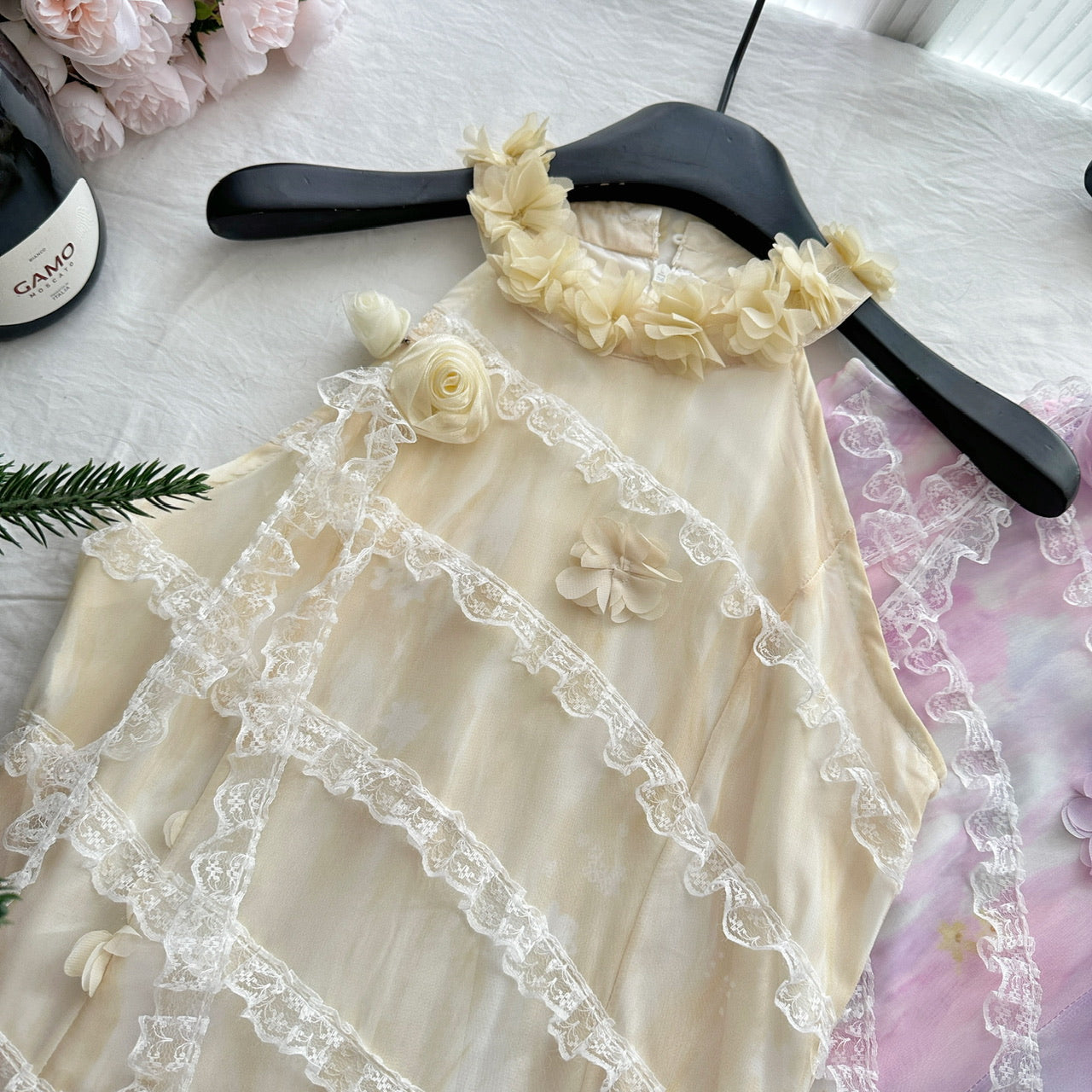 Purple long halter neck dress French retro summer slim fit temperament dress R2175