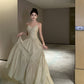 French high-end backless suspender dress sexy V-neck super fairy A-line long skirt R1467