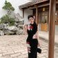 New Chinese retro stand collar dress with beautiful temperament and floral slim long skirt R0877