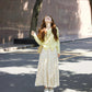 2025 new women's suit knitted cardigan beautiful floral skirt two-piece suit R0708