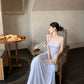 Vacation style outfit beautiful gentle style halter neck vest a-line skirt two-piece suit R0863