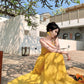 Beautiful little skirt yellow backless halter neck long skirt new style R0641