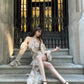 French pure desire style ruffle irregular dress female temperament high-end sexy homecoming dress R3007