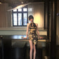 Retro slit new Chinese dress women's summer new cheongsam hip skirt waist skirt homecoming dress R3017