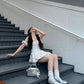 French pure sexy one shoulder tube dress female 2025 summer waist homecoming dress R3023