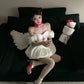 French style white puff sleeve one shoulder dress beautiful summer princess dress homecoming dress R3018