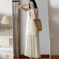 Green sleeveless dress for women, high-end fake two-piece temperament long dress R0770