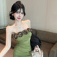 Three-dimensional flower pure sexy dress one shoulder high-end design slimming vest short skirt R3714