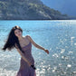 Purple hot diamond suspender dress niche figure waist temperament dress R0515