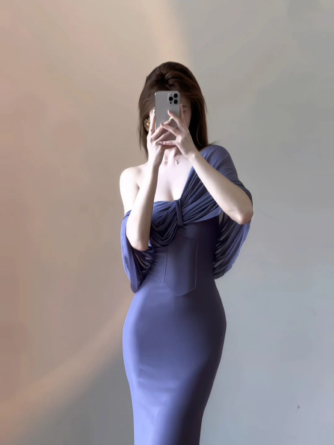 Show figure purple strapless tube top dress new sexy slim hip skirt R0518