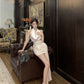 Acetate satin sexy backless halter neck white dress design slim fit temperament hip skirt R1771