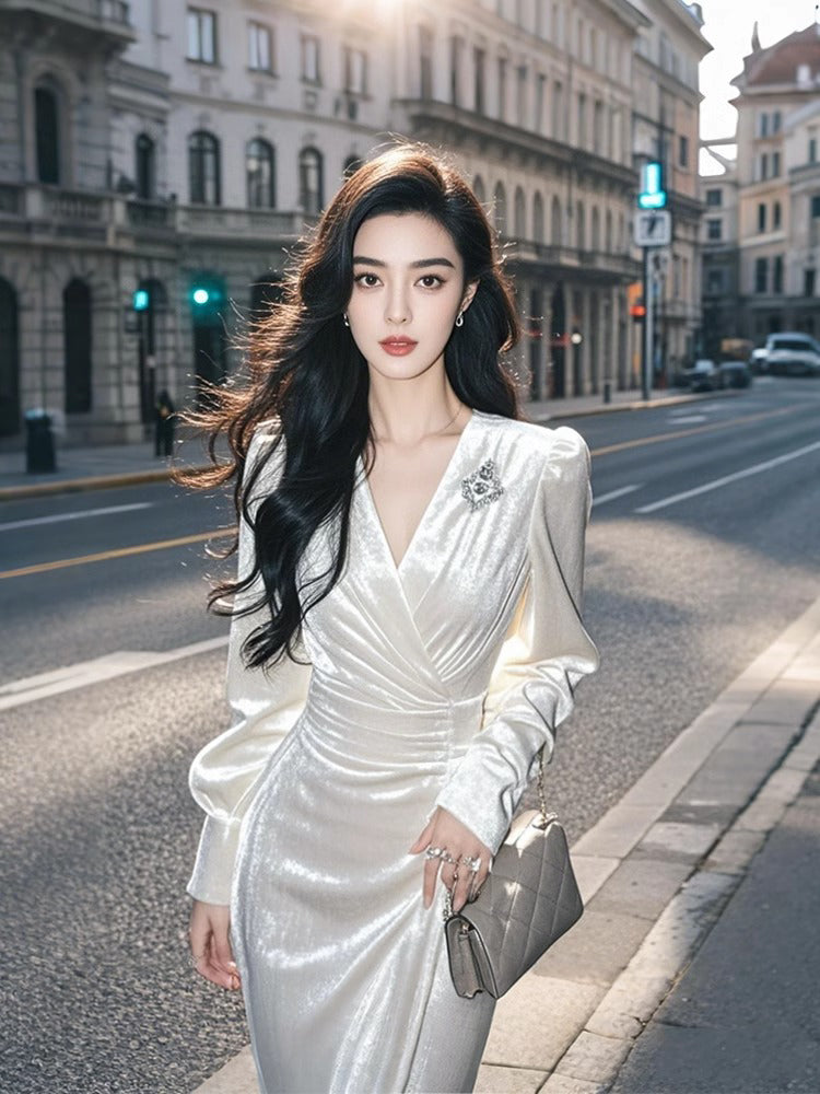 Birthday dress high-end niche atmosphere wear high-end white dress R1780