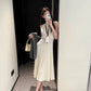 White hollow sleeveless knitted dress waist slim long skirt 2025 new R0580