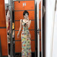 Floral suspender dress with gentle temperament, slim waist and hip skirt R0574