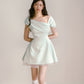 Mint green one-shoulder dress Qianjinfeng niche design unique beautiful waist skirt R5128
