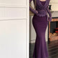 Purple lace cardigan slim fit hip fishtail sling dress two piece suit royal sister skirt R0505