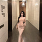 Celebrity sexy one shoulder tube top dress niche banquet dress skirt R0491