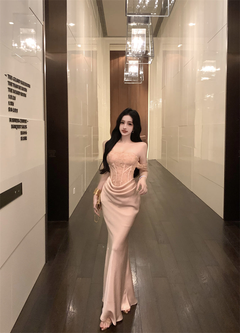 Celebrity sexy one shoulder tube top dress niche banquet dress skirt R0491