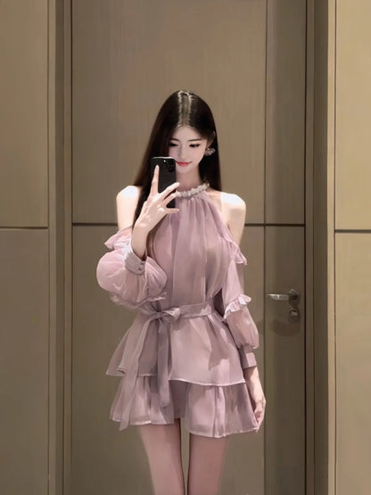 Celebrity sexy one shoulder tube top dress niche banquet dress skirt R0492