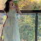 Super beautiful suspender long dress beautiful green floral dress R0627
