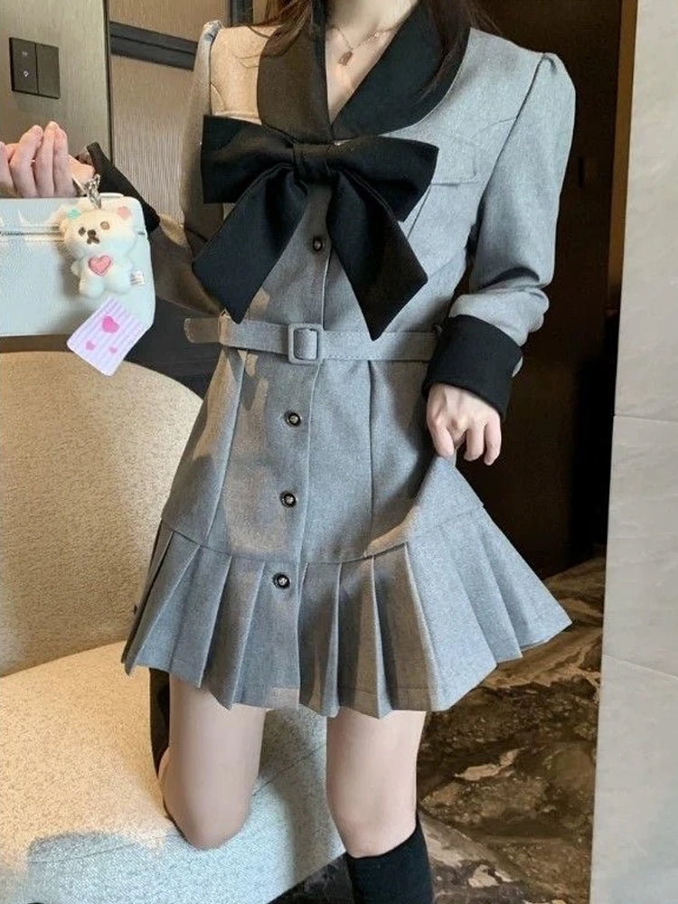 French high-end waist dress new large size waist slimming A-line pleated skirt R1883