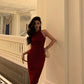 Retro halter neck suspender dress sleeveless lace-up knitted slim fit sexy hip skirt R1491