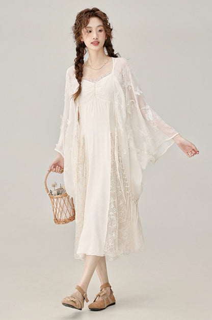 Beautiful and gentle apricot butterfly chiffon cardigan new versatile jacket R1967