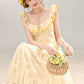 French gentle style yellow suspender dress seaside holiday long dress R1943